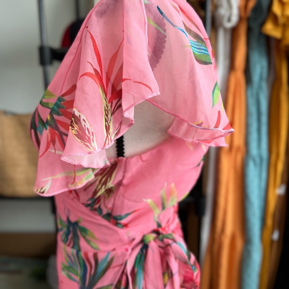 Pink Flutter-Sleeve Wrap Top - Sweet Pea size M - Picture 4 of 9